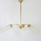 Old 3-branched chandelier, brass and chiseled glass tubes, 60s