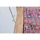 1970s Vintage Turkish Oushak Handmade Wool Cotton Pink Runner Rug 99x331