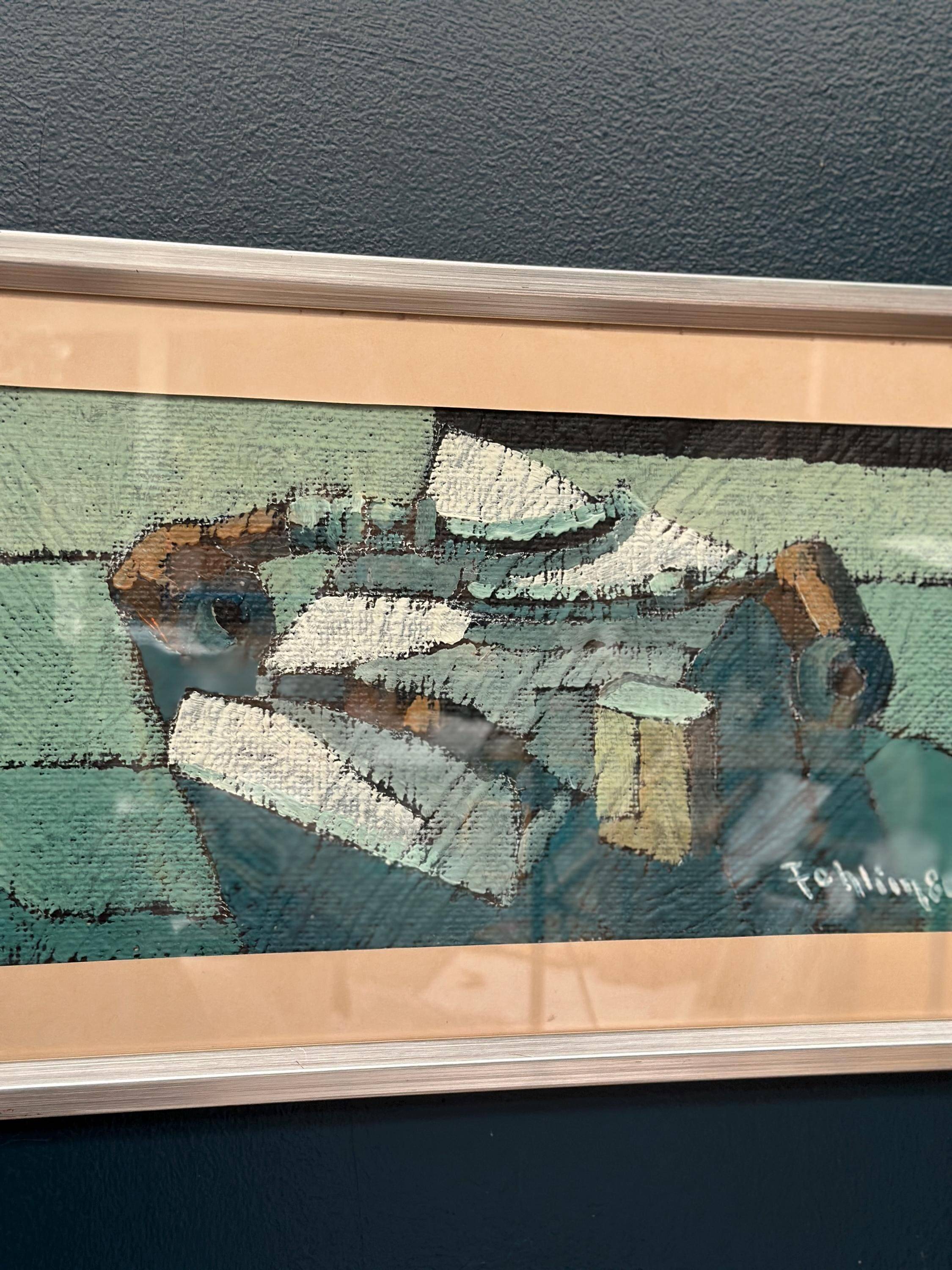 Original Swedish Oil On Panel – “Behind The Glass” By Gunnar Fohlin – Signed – Vintage & Framed – 53 × 30 Cm (20.9" × 11.8")