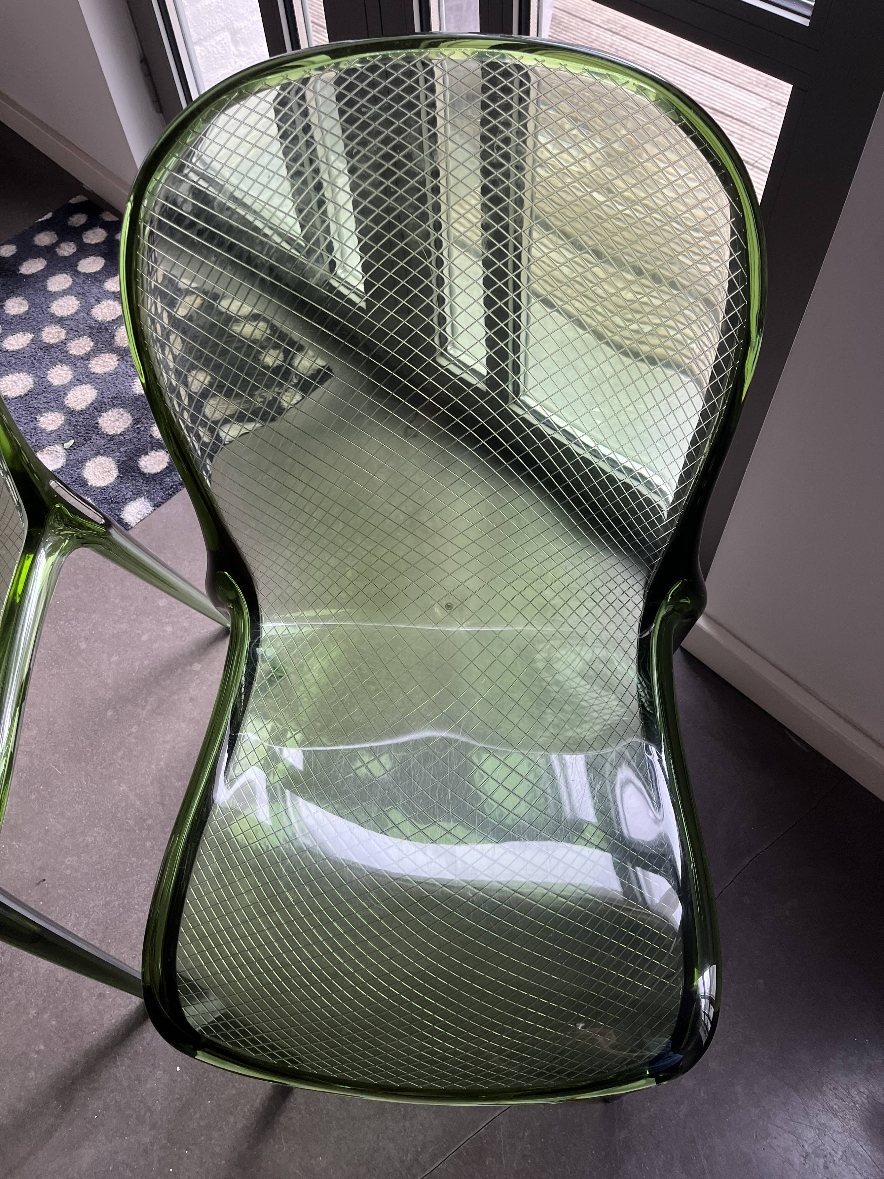 Set of 2 Kartell Thalya Forest Green chairs