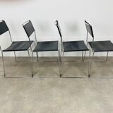 4 chairs Spaghetti Giandomenico Belotti black leather for Alias