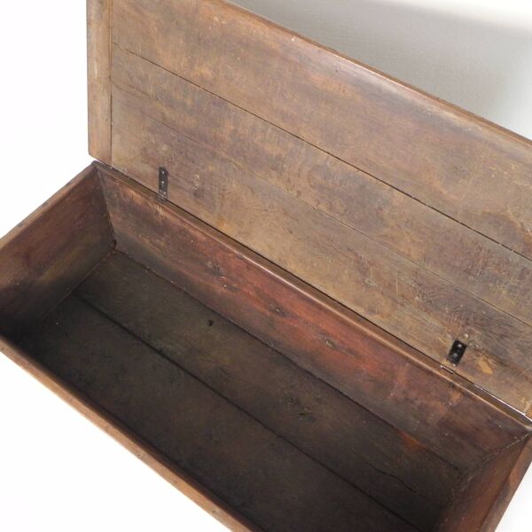 Ancien coffre en chêne, auge, coffre à couvertures XIXe siècle