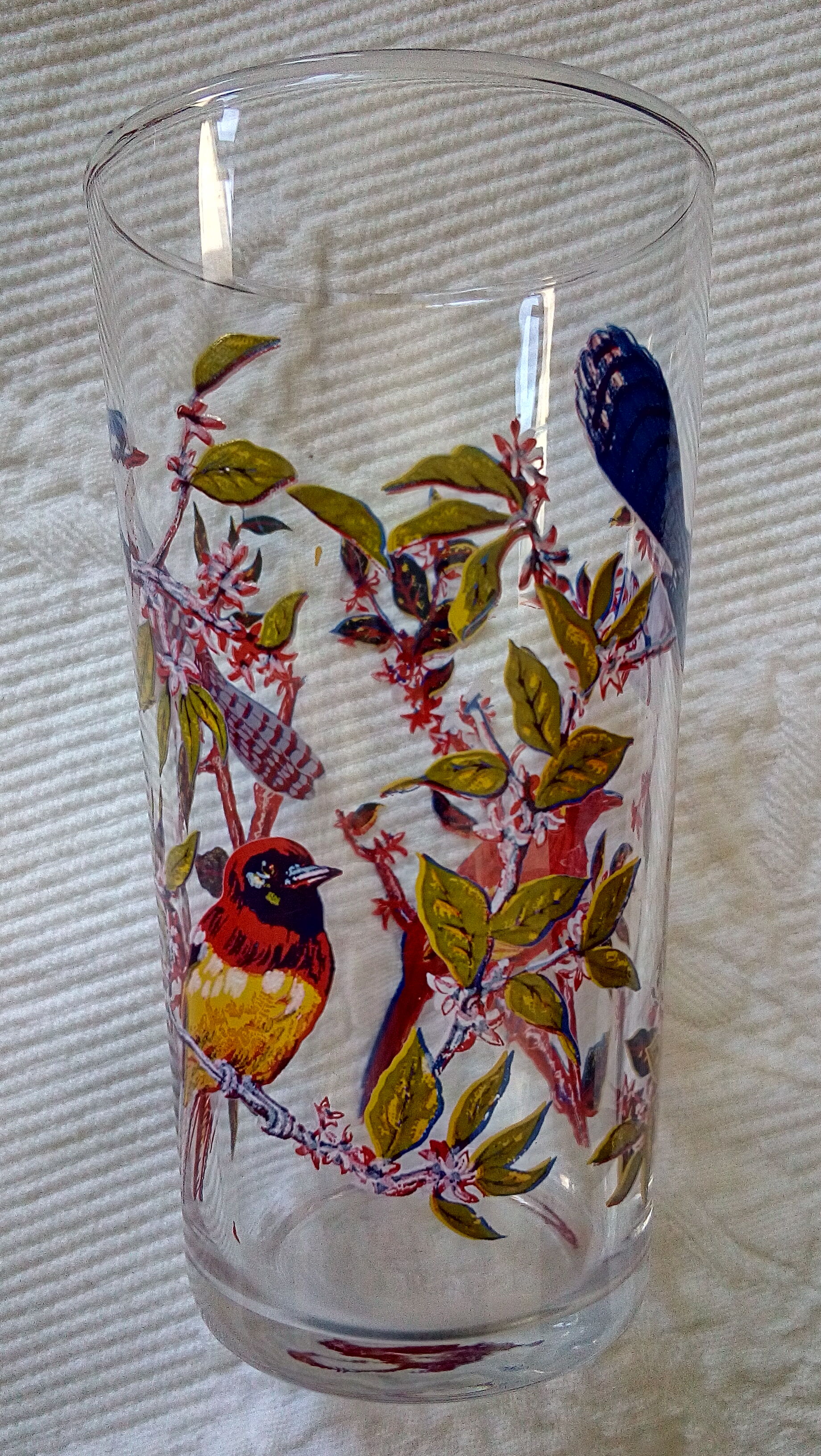 Vintage juice glasses, birds