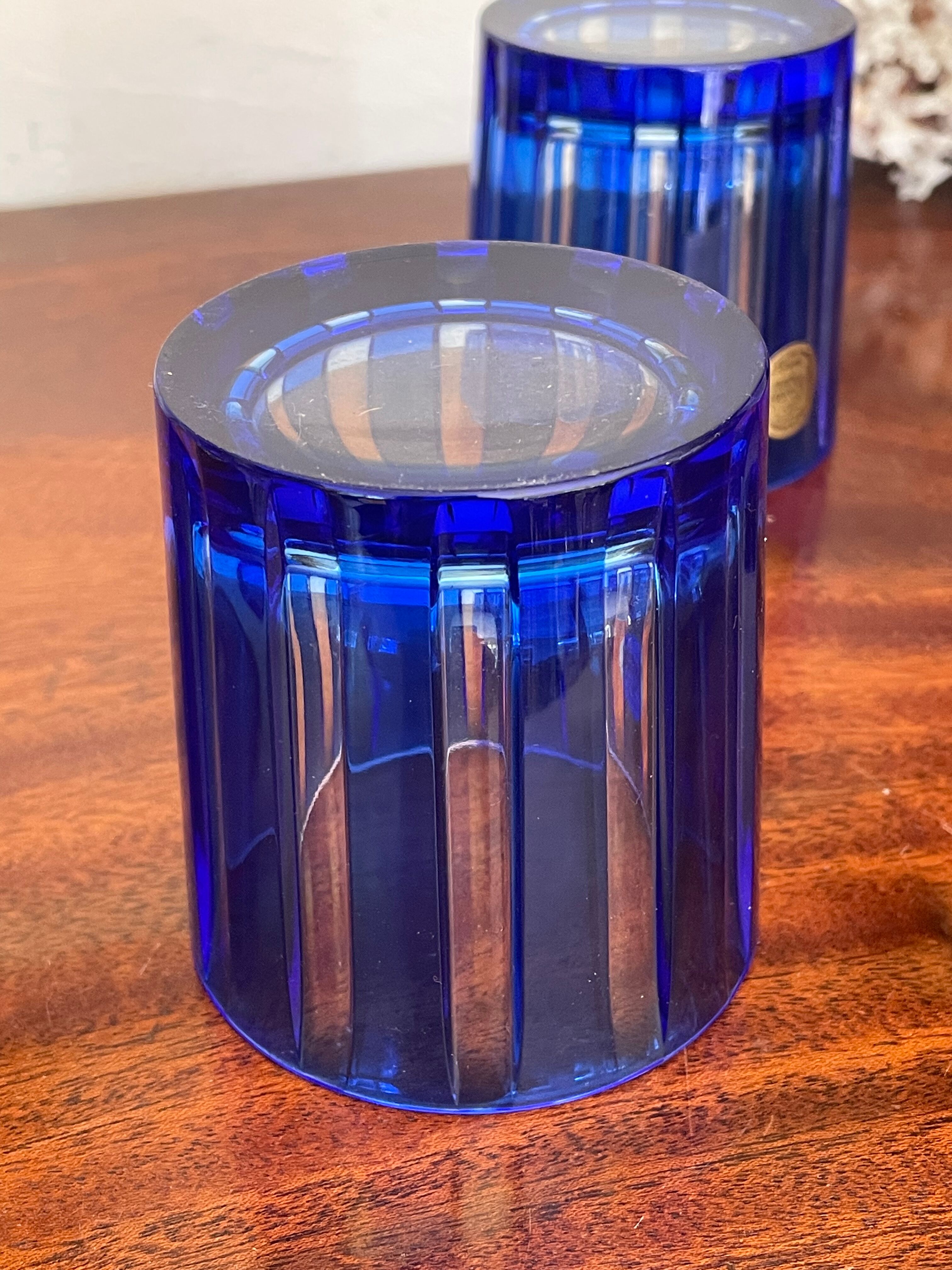 Pair of vintage Arques crystal whisky glasses