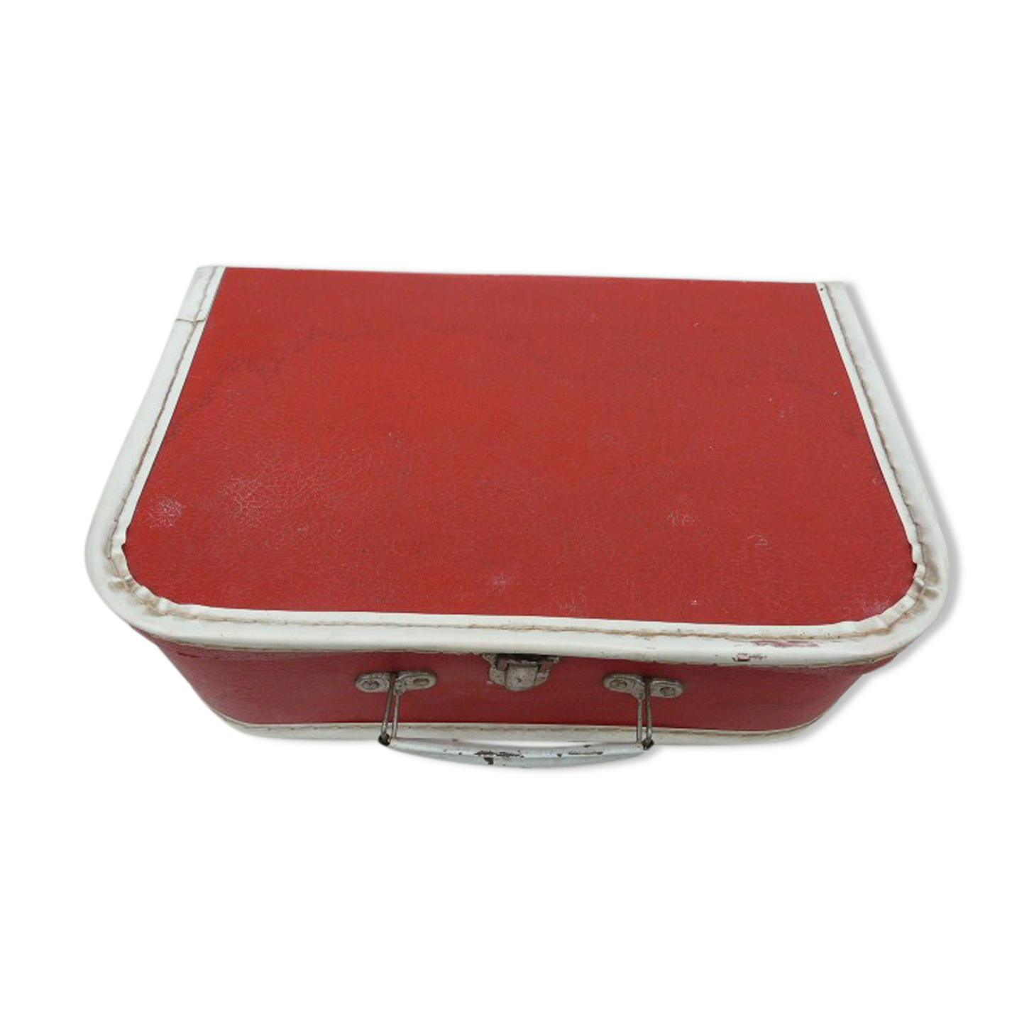 Red and white vintage child's suitcase
