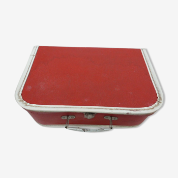 Red and white vintage child's suitcase