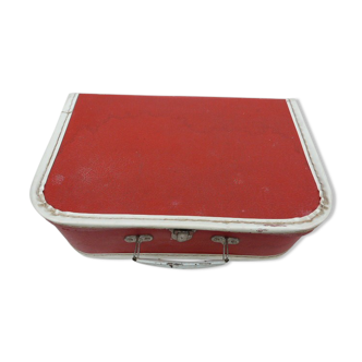 Valise d'enfant vintage rouge et blanche