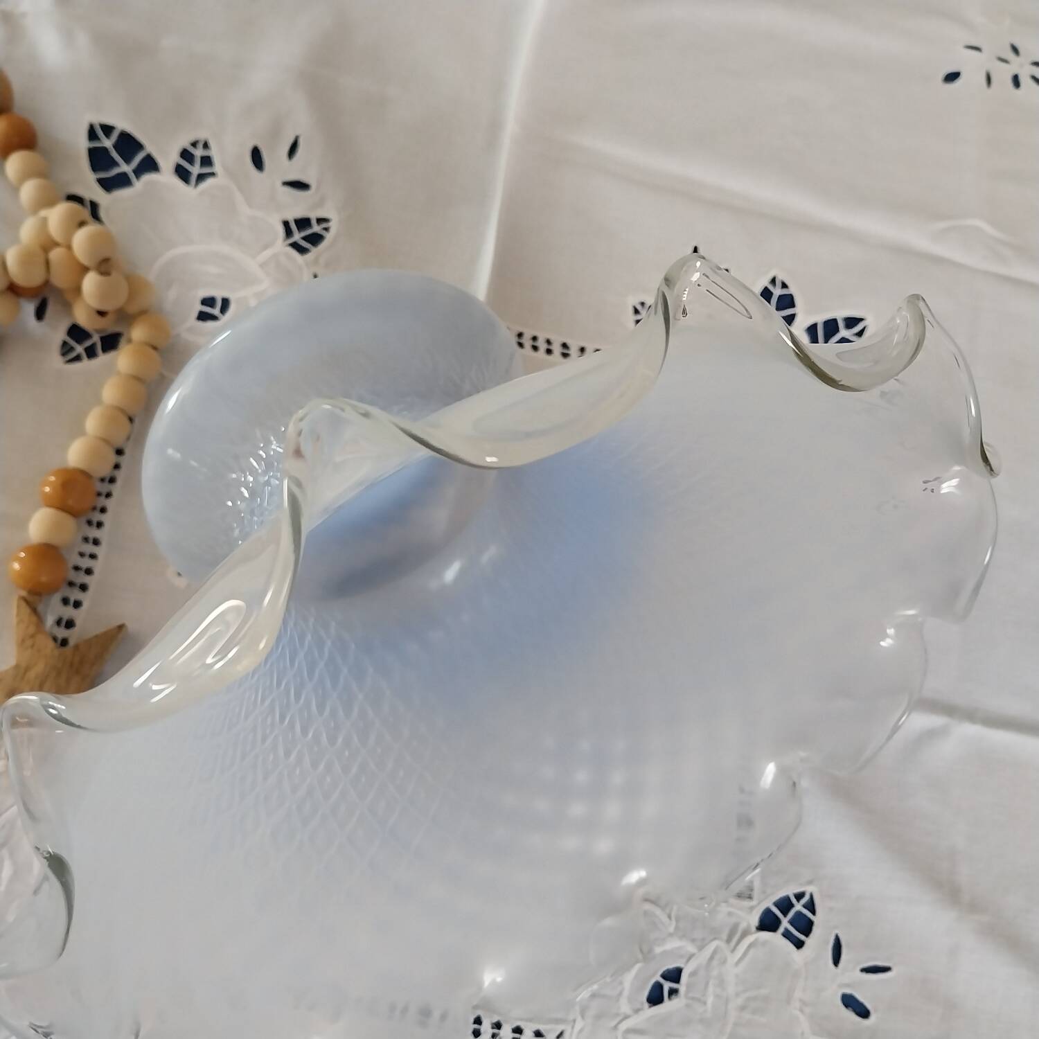 Vintage worked glass lampshade
