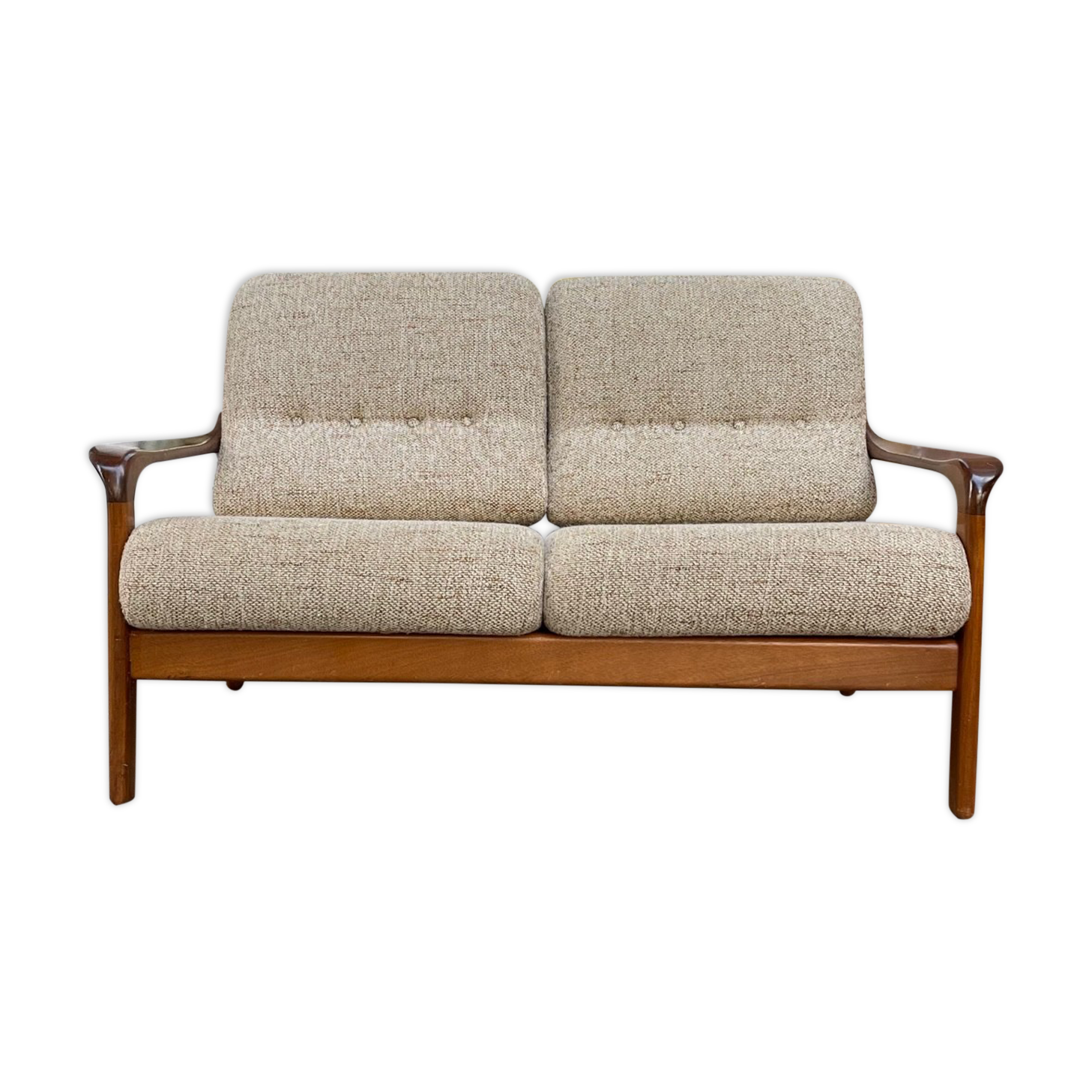 Teak and two-seater wool sofa from the 60s