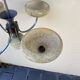 Art Deco opaline wood and metal chandelier