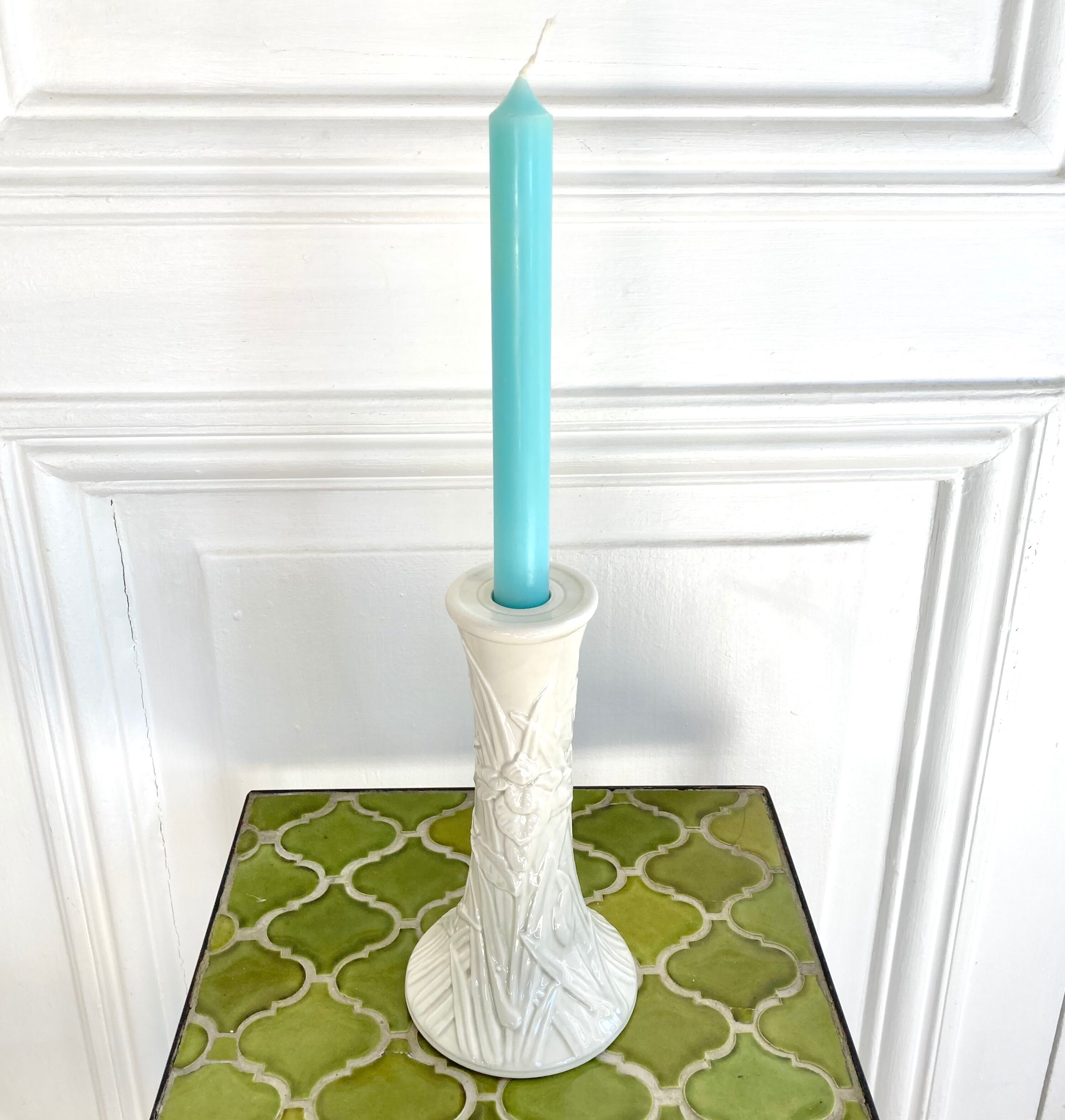 Ceramic candle holder iris flower