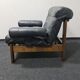 Vintage black leather patchwork and oak lounge chair