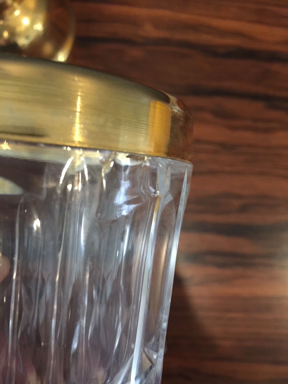 Crystal and gold plated glass shaker from val saint lambert