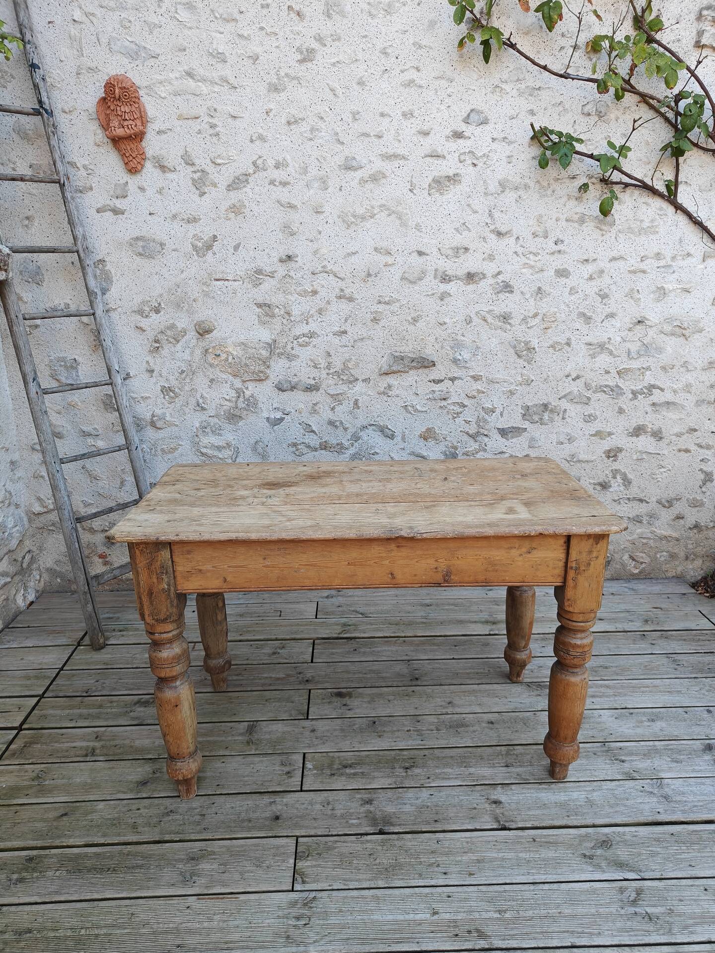 Small antique farmhouse table in solid pine.
