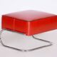 Modern Tubular Stool in Red Leather and Chrome-Plated Steel from Slezák, 1930s