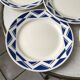 Set of 6 flat plates Badonviller model Courtilles royal blue art deco 30s