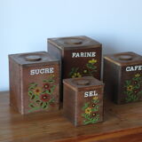 4 vintage wooden spice boxes 70s
