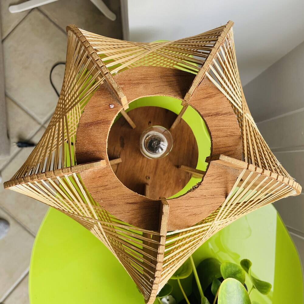 Mid century sculptural wooden table lamp