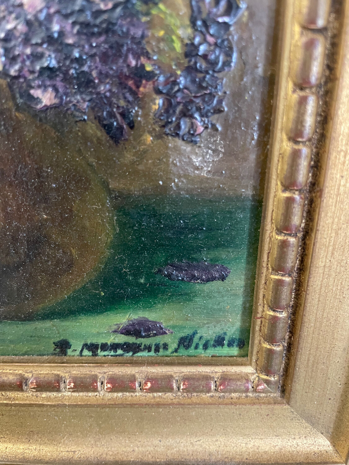 Ancienne peinture, nature morte , bouquet de fleurs