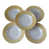 Lot de 5 assiettes creuses Badonviller jaune poussin années 50-60