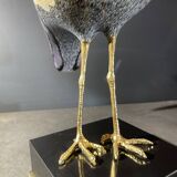 sculpture figurine polychrome porcelain & gilded bronze, Hollywood Regency,