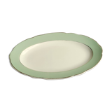 Oval Ceramics Plate Villeroy Boch Green Edge Mint and Gold