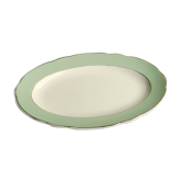 Oval Ceramics Plate Villeroy Boch Green Edge Mint and Gold