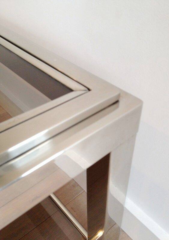 Rectangular chrome coffee table