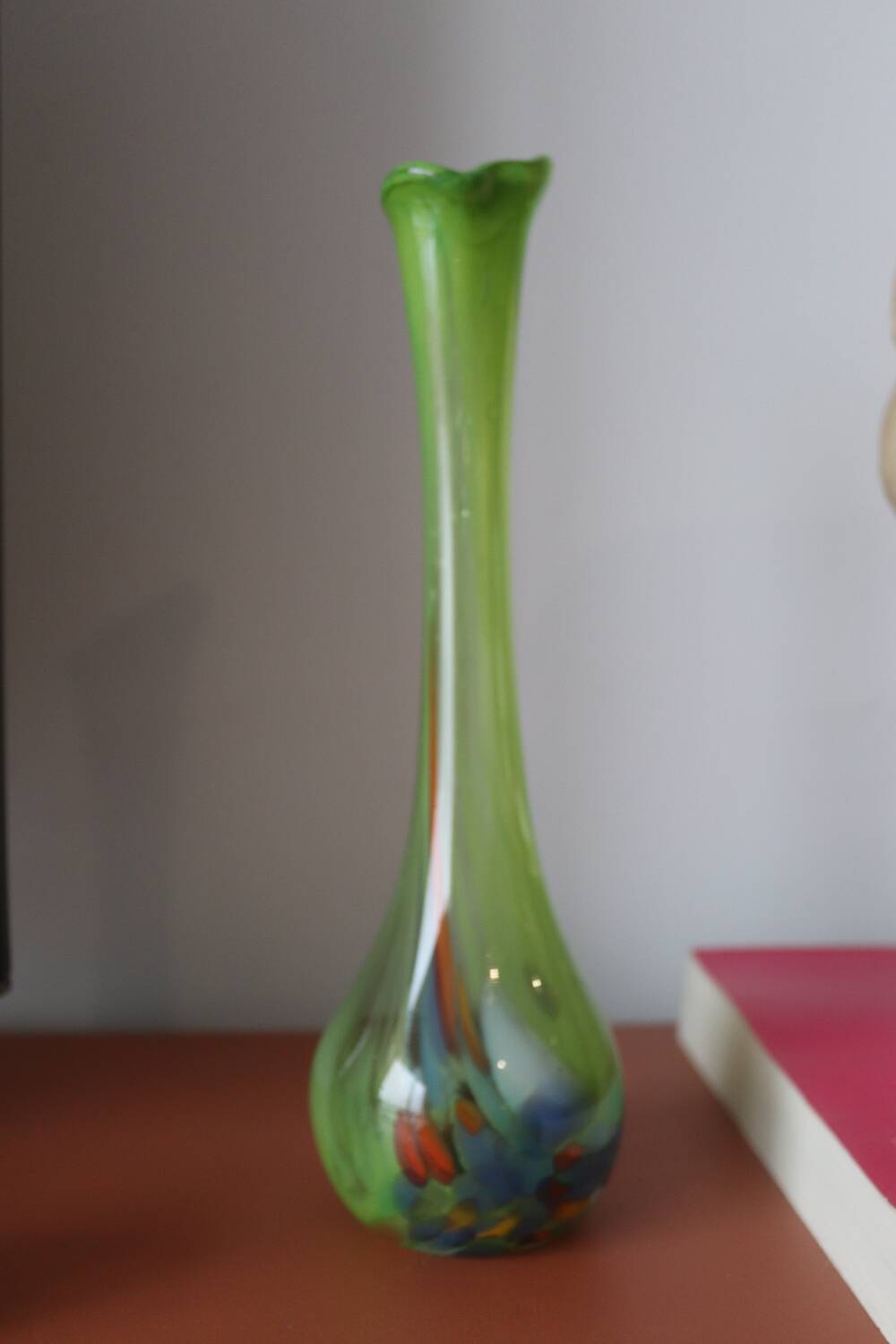 Vintage multicolor Murano arlecchino glass vase