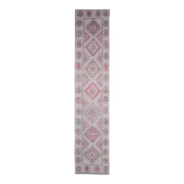 Vintage Turkish hand-knotted runner rug 83x410