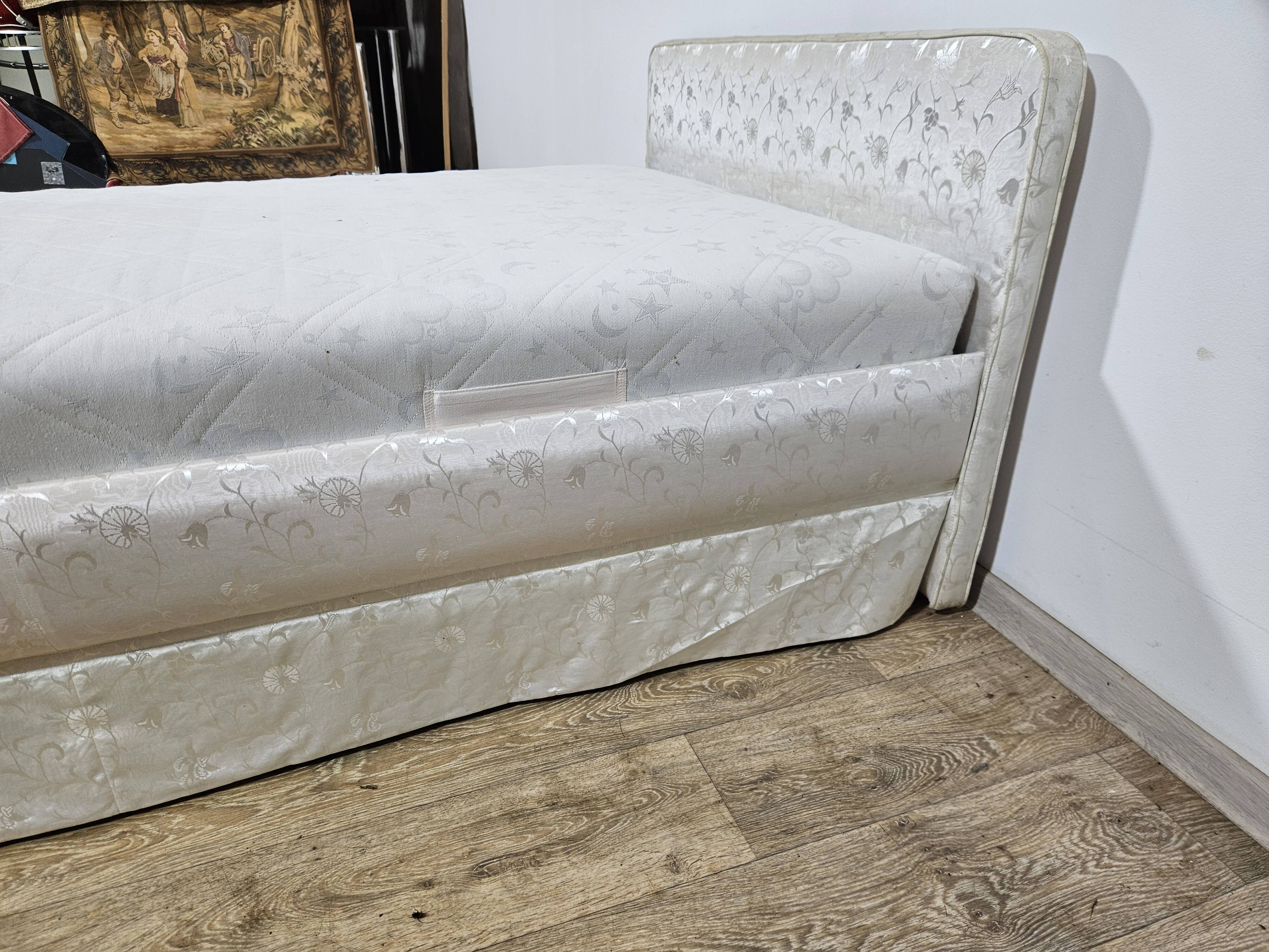 Vintage Upholstered Single Bed with Mattress and Frame 100x190 cm, 60s/70s