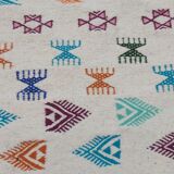 Handmade large multicolored white carpet 250x150cm