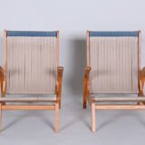 Paire de fauteuils bleus conçus par Jan Vaněk dans les années 1950. Ash.