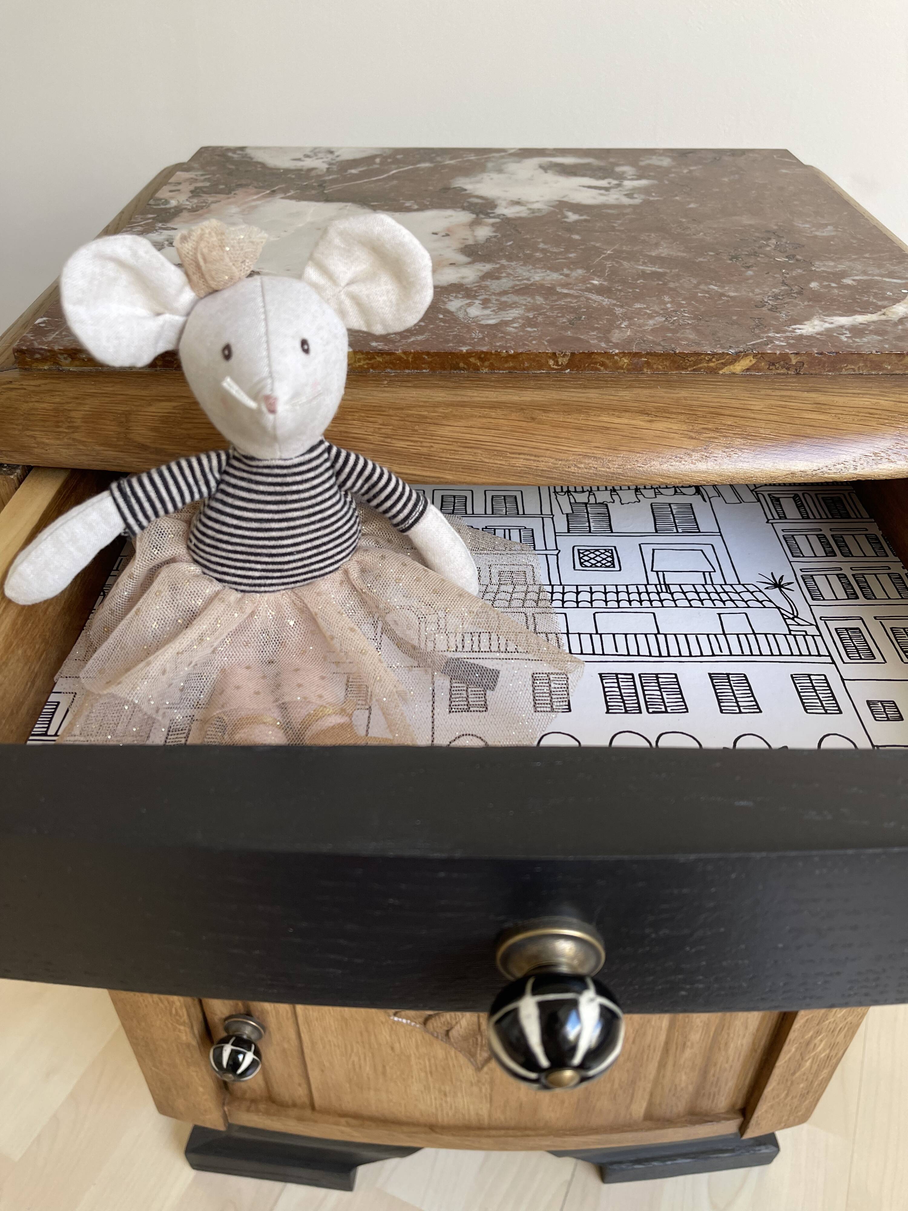 black Art Deco bedside table