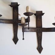 Duo of wrought iron wall lamps by Jean Touret Atelier Marolles