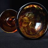 Amber blown glass candle holder – Art Deco style – 24.5 cm