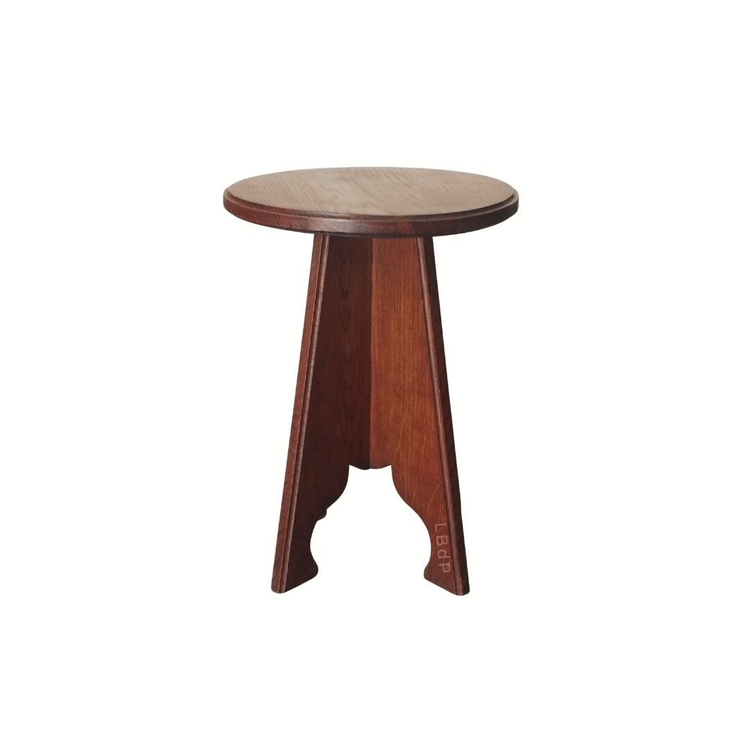 Antique oak stool, folk art