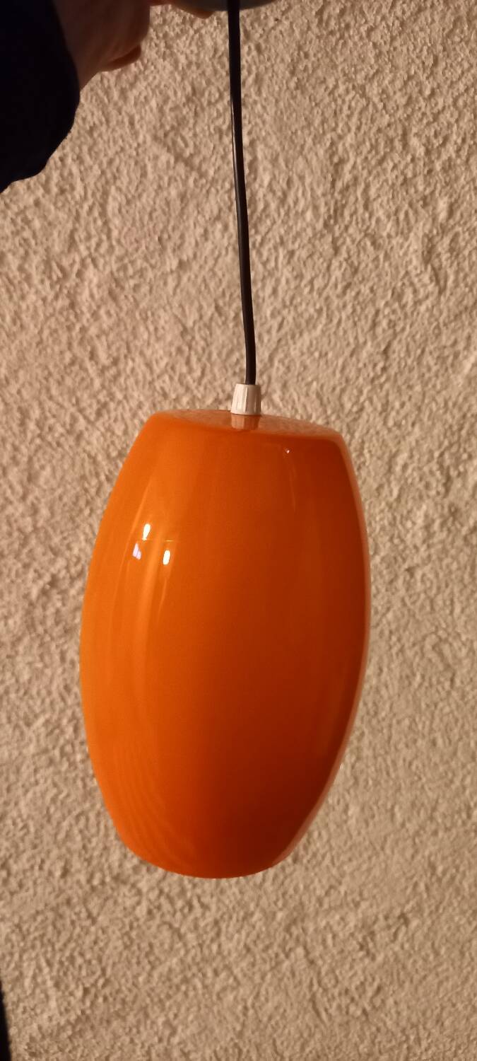Suspension vintage en verre orange
