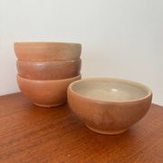 Set of 4 vintage stoneware bowls – terracotta tones – natural raw spirit