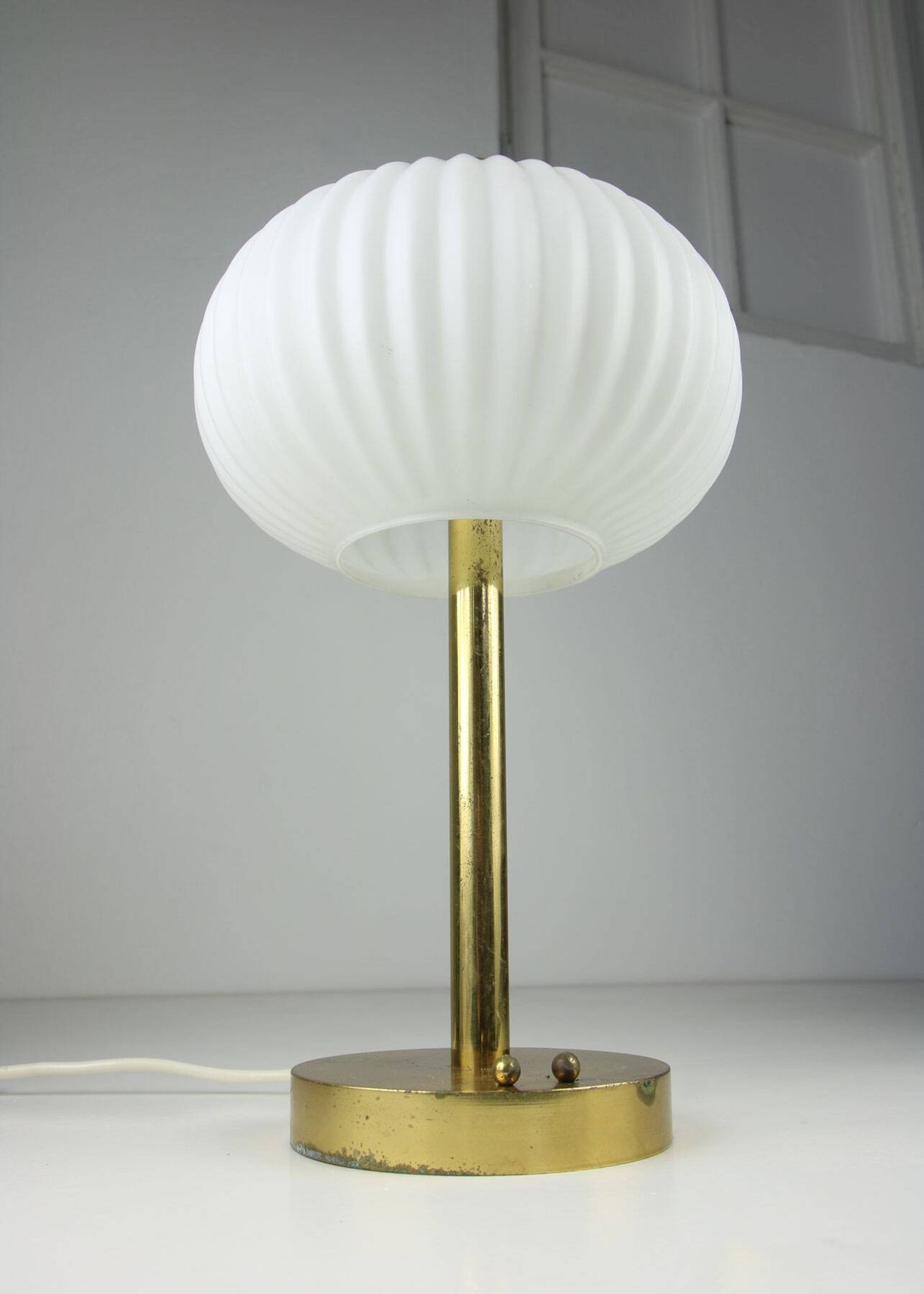 Mid-Century Brass & Glass Table Lamp