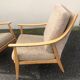 Scandinavian style armchairs blond wood 60s