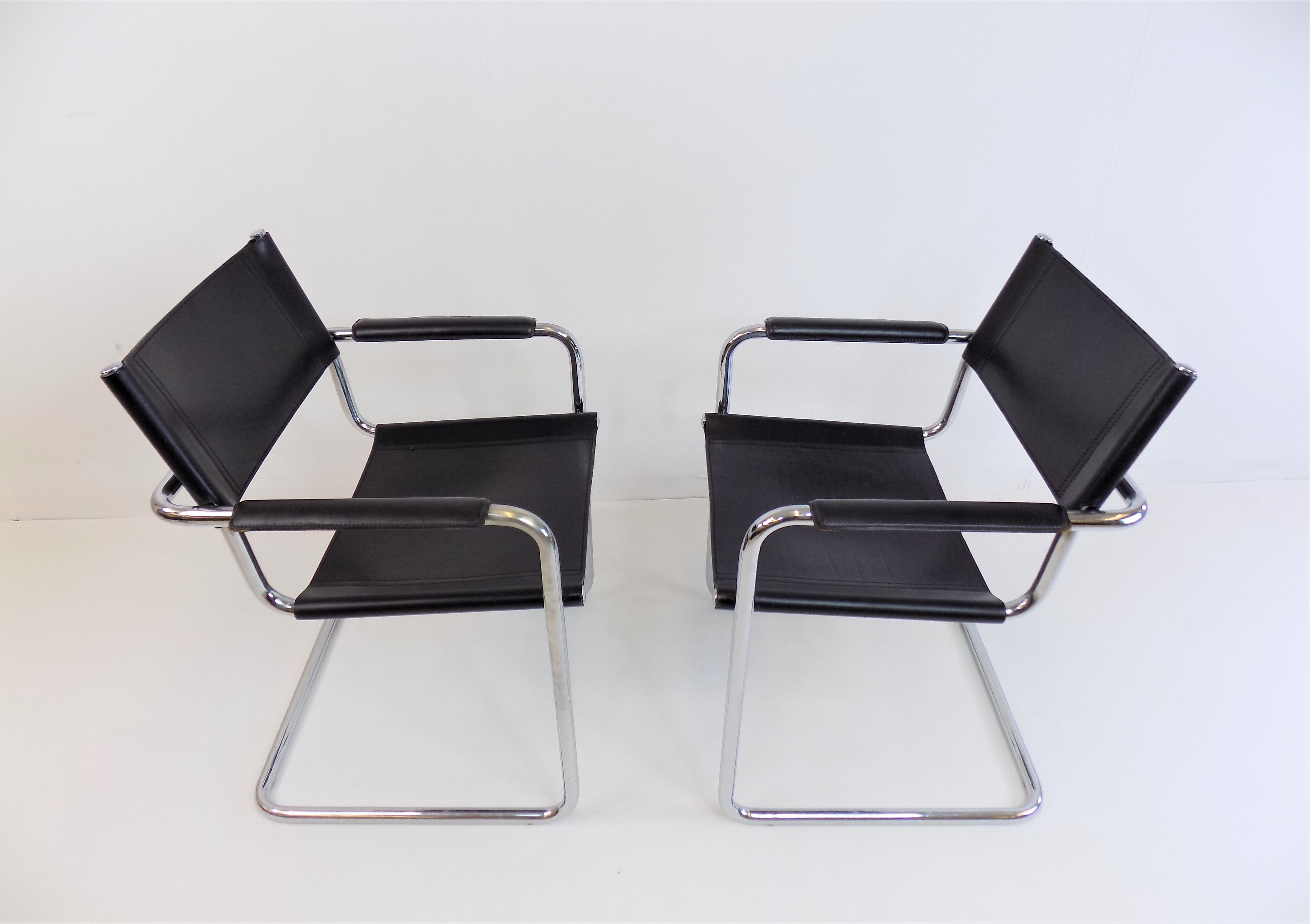 Matteo grassi mg5 set of 2 leather cantilever chairs