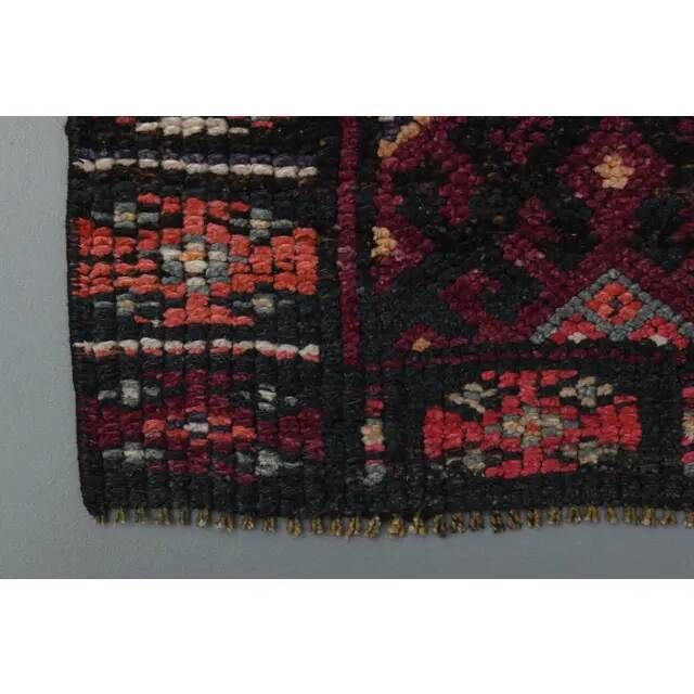 1970s Vintage Turkish Handmade Wool & Cotton Pink Runner Rug 84x392