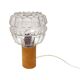 Aka leuchten – vintage pressed glass and wood bedside lamp, germany, 1970s.