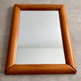 Old mirror in solid elm design from the 70s vintage brutalist style