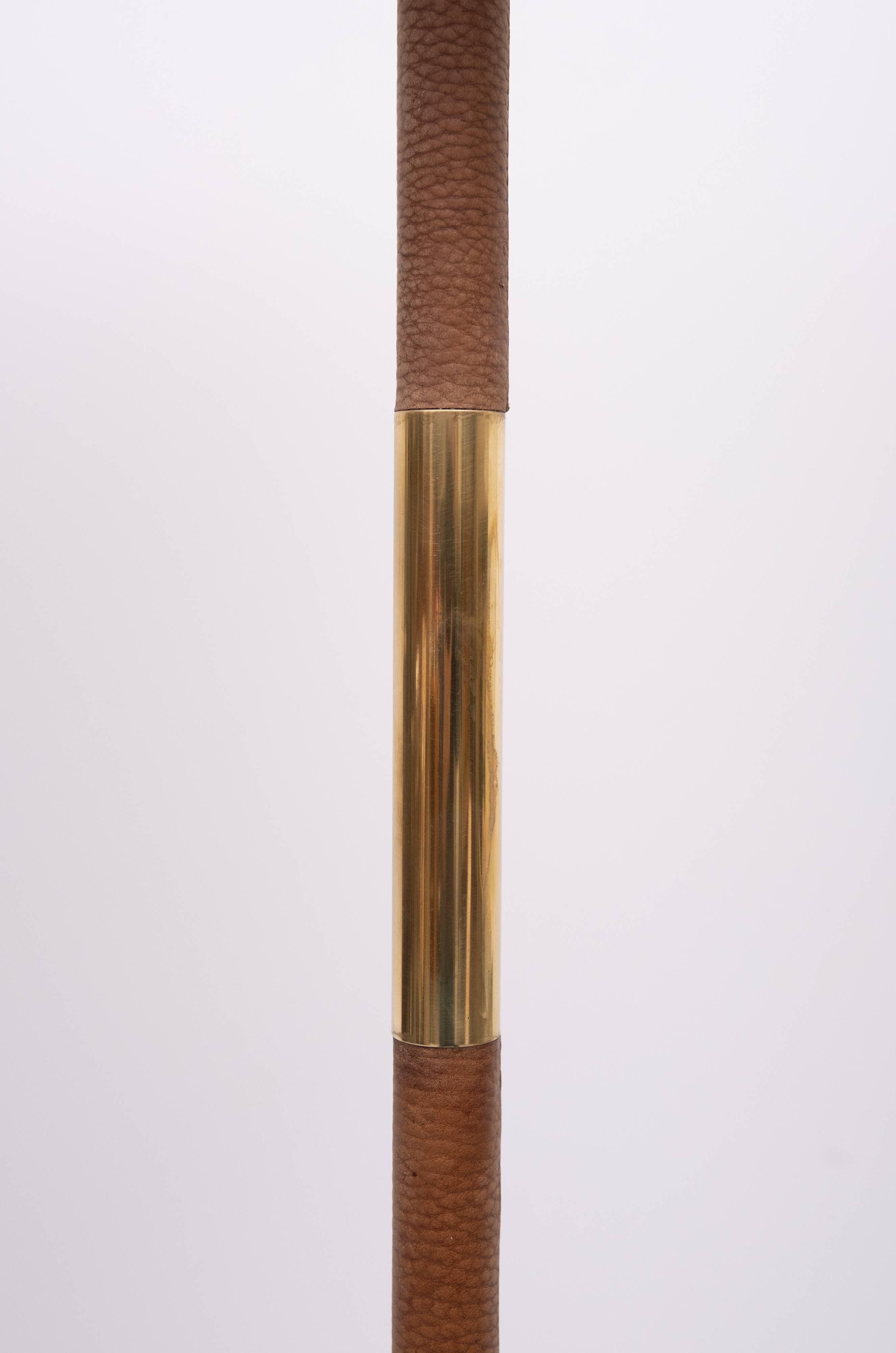 Floor lamp Charlotte Wawer parchment Shade Brass details 1950s Germany