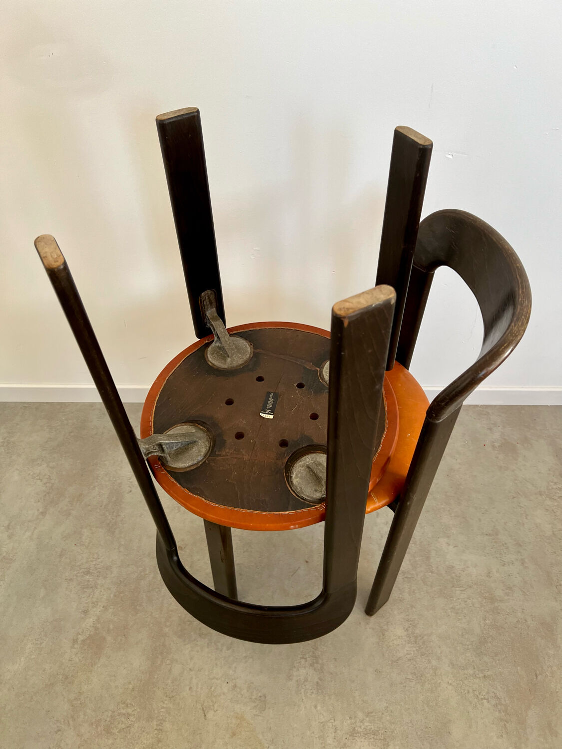 6 wooden chairs and imitation leather design Bruno Rey for Dietiker vintage year 60