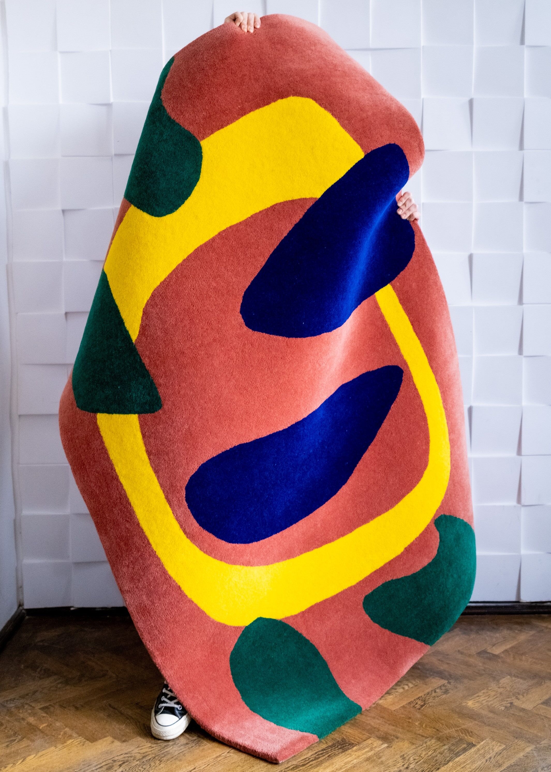 Tufted wool rug autumn vibes handmade 120 x 180 cm