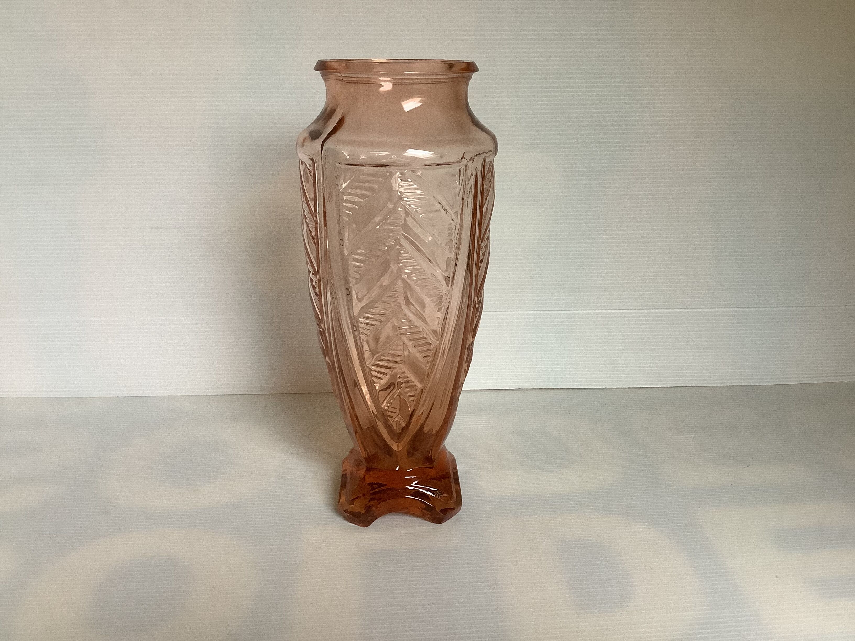Art deco pink glass vase