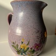 Vintage purple carafe with field flower patterns H:20cm